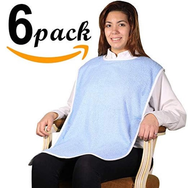 6PK - Top of The Line Super Soft 100% Terry Cloth Adult Bib