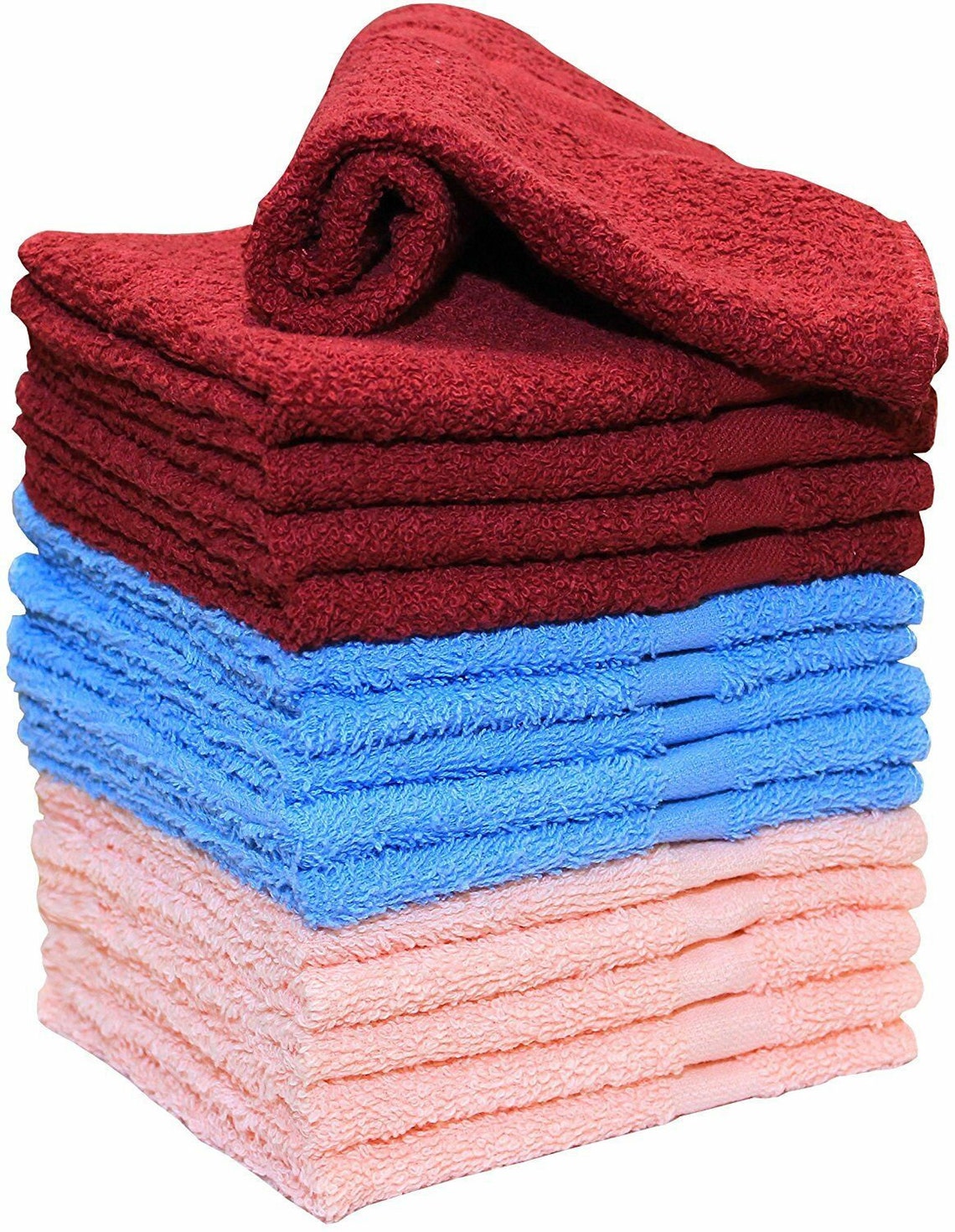 100 Cotton New Super Soft Small Towels 15 Pack Wash Cloths Blue