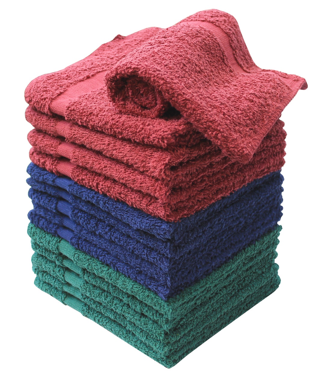 100% algodón nuevo súper suave toallas pequeñas 15 paquetes lavar paños  azul burdeos rosa -  España