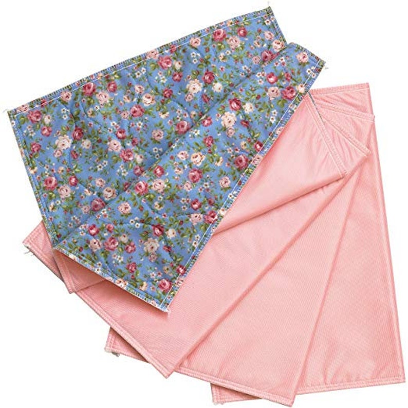 4 PK Washable Bed Pad Floral Print with Pink VinylChair Pads Incontinence Underpad Mattress Protector 17 X 24