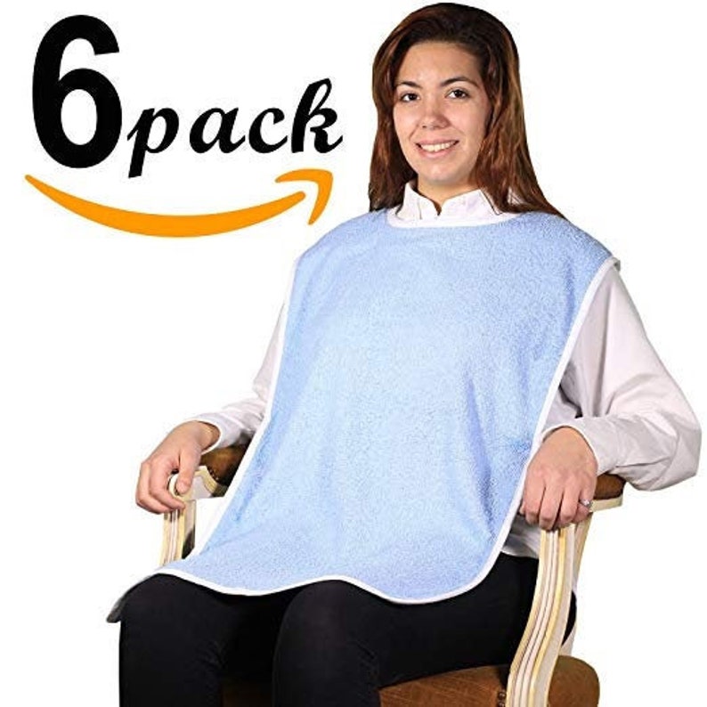 6PK Top of The Line Super Soft 100% Terry Cloth Adult Bib image 1