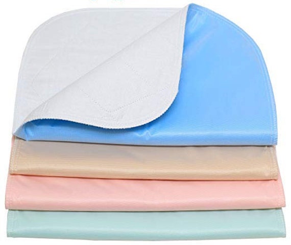 4 Pack - 34x36 Waterproof Reusable Incontinence Underpads / Washable  Incontinence Bed Pads - Green, Tan, Pink and Blue - Great for Adults, Kids  and