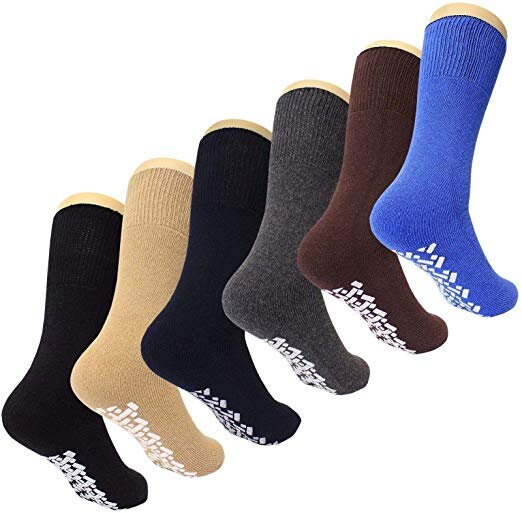 Diabetic Non Skid Slipper Socks/w Grippers for Men 6 Pairs Etsy