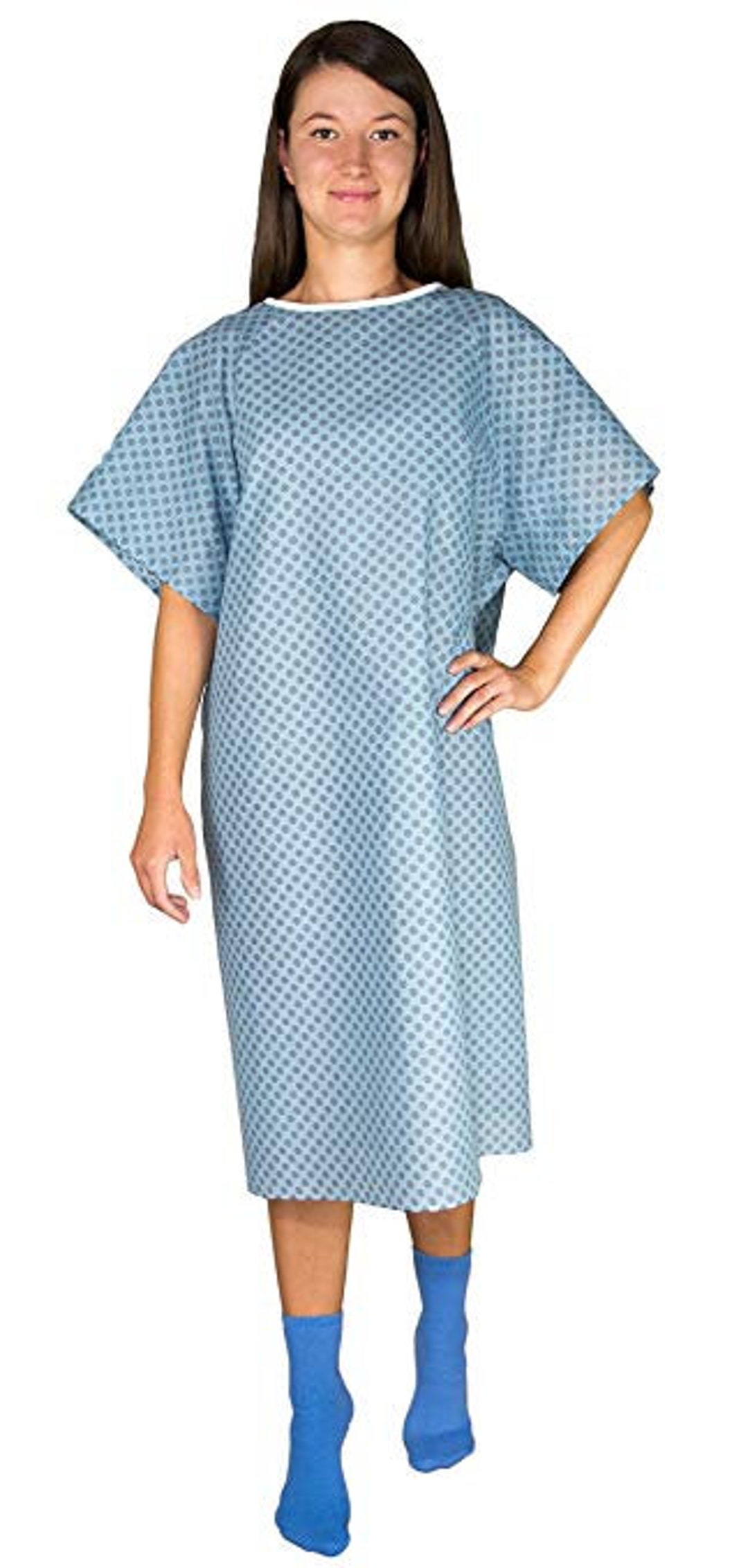 3 Pack Blue Hospital Gown With Back Tie/hospital Patient Gown With Ties