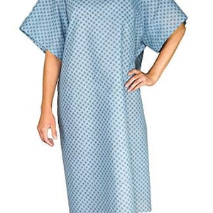 3 Pack Blue Hospital Gown with Back Tie/Hospital Patient Gown with Ties One Size Fits All image 1