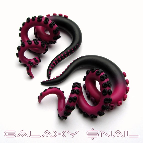 Earrings  in style The Squid Game Tentacle Gauges, plugs, fake gauges 8g, 6g , 2g, 0g, 00g, 3/8&quot;, 1/2&quot;, 9/16&quot;, 5/8&quot;, 3/4&quot;,7/8&quot;, 1&quot;