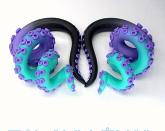 The Pastel Goth Tentacle Gauges / earrings / plugs/ fake gauges 8g, 6g , 2g, 0g, 00g, 3/8", 1/2", 9/16", 5/8", 3/4",7/8", 1"