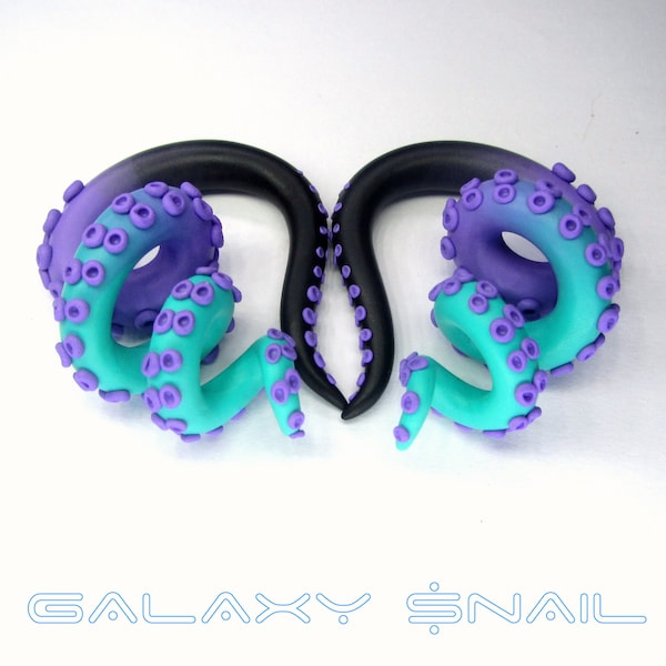 The Pastel Goth Tentacle Gauges / earrings / plugs/ fake gauges 8g, 6g , 2g, 0g, 00g, 3/8", 1/2", 9/16", 5/8", 3/4",7/8", 1"