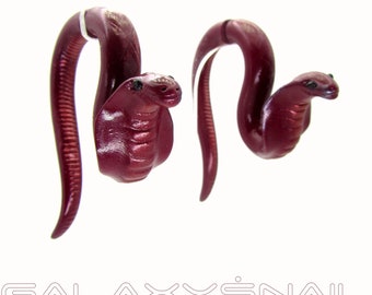 Faux calibres / Boucles d'oreilles serpents The Cobras 8 g, 6 g, 4 g, 2 g, 0 g, 00 g, 3/8", 7/16, 1/2", 9/16", 5/8", 3/4", 7/8", 1"