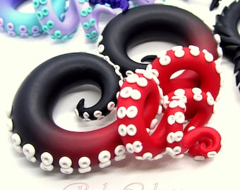 The Amanita Tentacle Gauges / earrings / plugs/ fake gauges 8g, 6g , 2g, 0g, 00g, 3/8", 1/2", 9/16", 5/8", 3/4",7/8", 1"  Pastel Goth