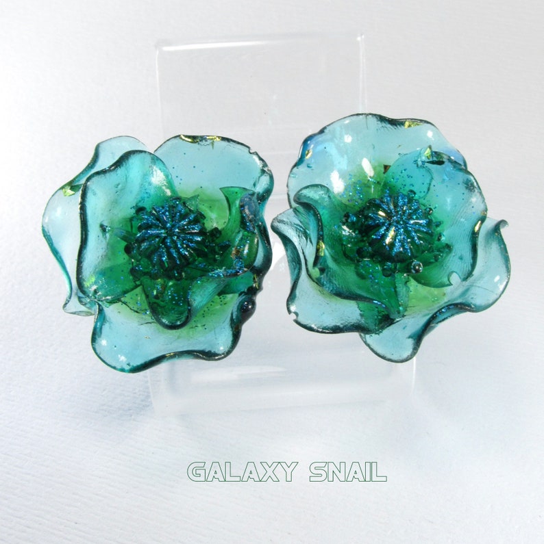 Jewelry Set Ring Earrings The Mermaid Flowers Size Ring adjustment 4 US 8 US