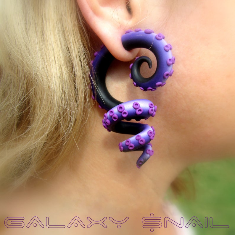 The Ursula Pastel Tentacle Gauges Earrings Plugs Fake Etsy