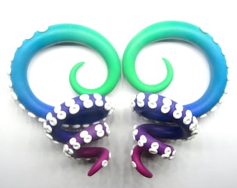 The Pastel Goth Tentacle Gauges / earrings / plugs/ fake gauges 8g, 6g , 2g, 0g, 00g, 3/8", 1/2", 9/16", 5/8", 3/4",7/8", 1"