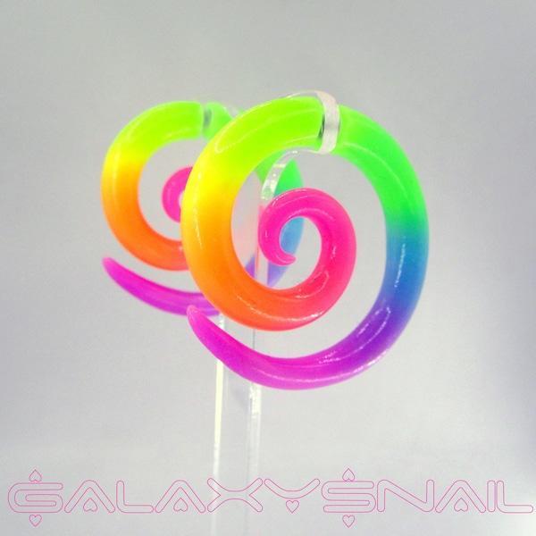Earrings The Ultraviolet Glow Galaxy Spiral, Faux Gauges, Fake Plugs, Gauges  Sizes 6g to 1"
