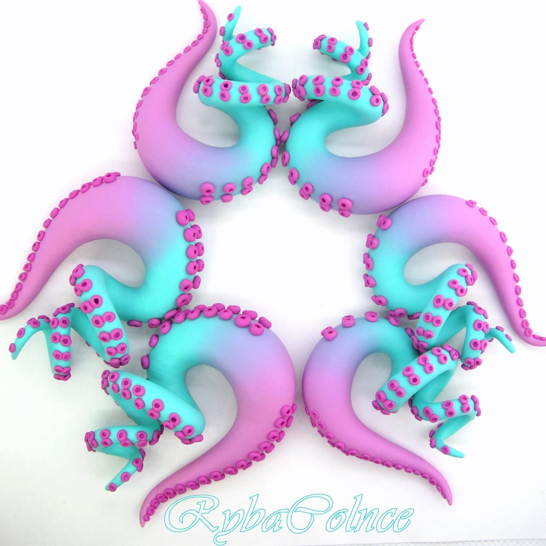 The Pastel Goth Tentacle Gauges / Earrings / Plugs/ Fake Etsy