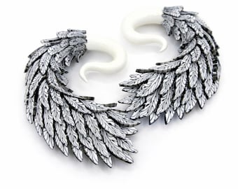 Wskaźniki Angel Wing Gauges 00g Białe sztuczne wtyczki