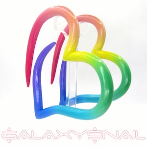 Rainbow Heart Fake Gauge Earrings in Colorful Polymer Clay