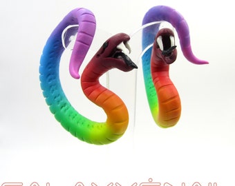 Fake Gauges Gauges The Rainbow Snake Earrings 8g, 6g ,4g, 2g, 0g, 00g, 3/8", 7/16, 1/2", 9/16", 5/8", 3/4", 7/8", 1"