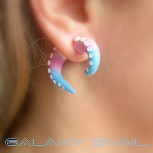 Earrings The Teal Galaxy  Tentacles Faux Gauges  Fake Plugs