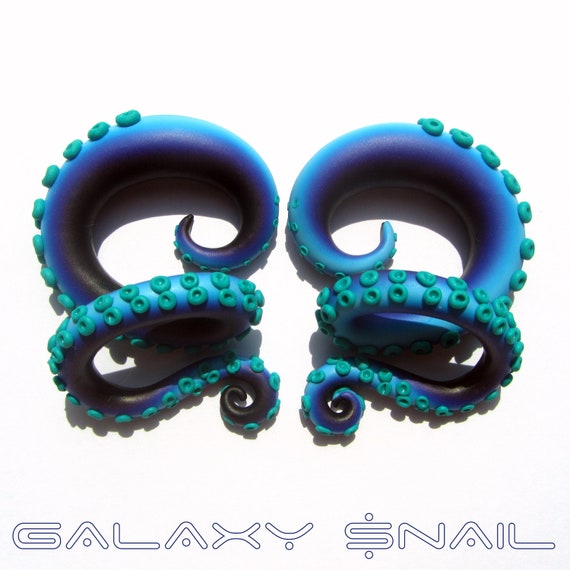 The Ursula Pastel Tentacle Gauges, earrings, plugs, fake gauges 8g, 6g , 2g, 0g, 00g, 3/8&quot;, 1/2&quot;, 9/16&quot;, 5/8&quot;, 3/4&quot;,7/8&quot;, 1&quot;