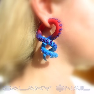 Ohrringe Fake Gauges Die Blau Roten Tentakeln