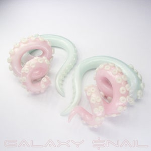 The Pastel Goth Tentacle Mint Fresh Gauges / earrings / plugs/ fake gauges 8g, 6g , 2g, 0g, 00g, 3/8", 1/2", 9/16", 5/8", 3/4",7/8", 1"