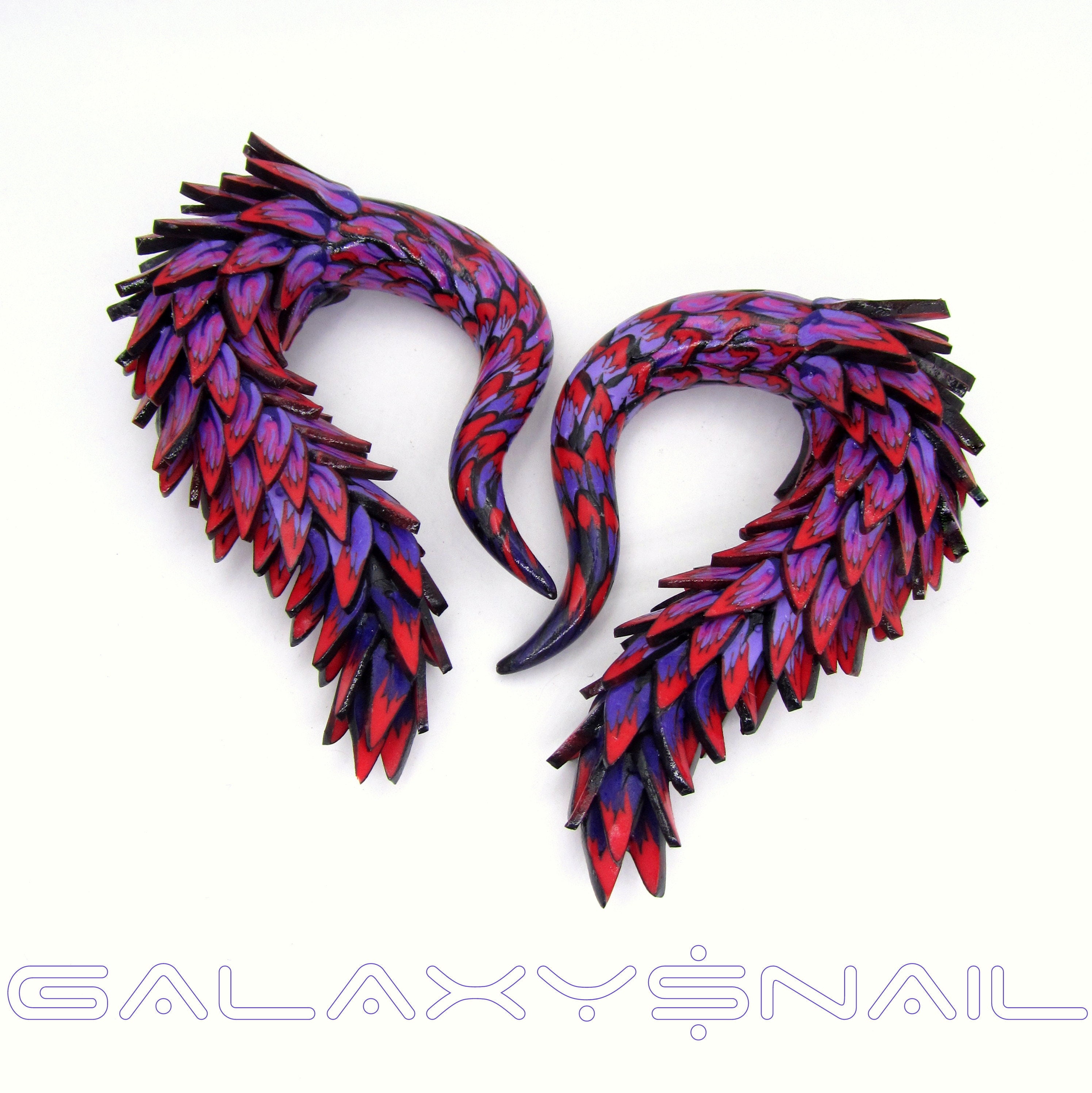 Dragon Yakumo Oomori Scale Plugs Purple Red Clay Faux or 8g to 1 Inch