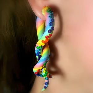 The Dark Rainbow Pastel Goth Tentacle Gauges, earrings, plugs, fake gauges 8g, 6g , 2g, 0g, 00g, 3/8&quot;, 1/2&quot;, 9/16&quot;, 5/8&quot;, 3/4&quot;,7/8&quot;, 1&quot;