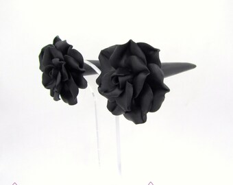 Black Rose Faux Gauges Matte Polymer Clay 8g-1"