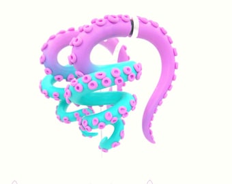 Cotton Candy Kraken Spawns - Dreamy Pastel Octopus Faux Gauges 8g-1"
