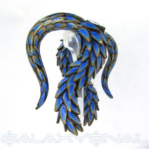 Die Kagune, Drachen Blau und Gold Gauges, Ohrringe, Stecker, künstliche Gauges 6g, 2g, 0g, 00g, 3/8", 1/2", 9/16", 5/8", 3/4", 7/ 20 cm, 1 cm