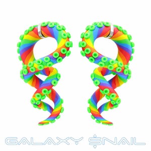 The Ultraviolet Glow Tentacle Gauges / earrings / plugs/ fake gauges 8g, 6g , 2g, 0g, 00g, 3/8", 1/2", 9/16", 5/8", 3/4",7/8", 1"