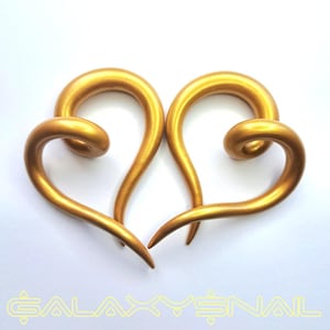 Fake Heart Earrings - Gothic Plate Earrings for Valentine's Day - Sizes from 8g to 1 inch, Romantic Jewelry, Color of Your Choice