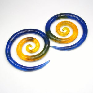 Gauges / Fake Gauges The Yellow Blue Spirals OG ( 8 mm) Leicht, groß 3 &quot;Durchmesser.