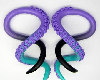 The Cthulhu Pastel Goth Tentacle Gauges, earrings, plugs, fake gauges 8g, 6g , 2g, 0g, 00g, 3/8", 1/2", 9/16", 5/8", 3/4",7/8", 1"