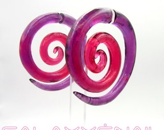 Earrings Teal Spiral Large  Fake gauges