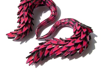 Expansores falsos de escamas de dragón rosa neón - Tapones biomecánicos Kagune - Tamaños 6g-1"