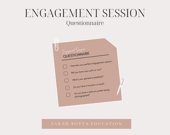 Engagement Session Questionnaire, Template, Photographer Forms, Engagement Prep, Template for Photographers, Business Forms, Questionnaire