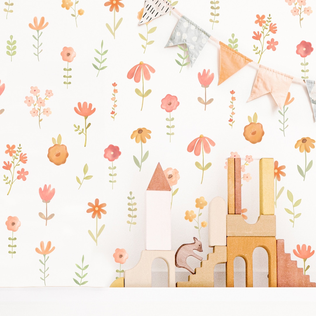 Flower Wall Decal Boho Nursery Wall Decal Sticker Girls Room Wall Decor ...