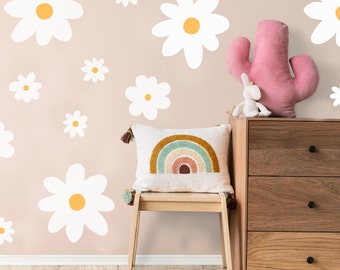 Large Daisy Wall Decals Boho Nursery Decor Kids Room Wall Art Removable Flower Wall Stickers Girls Wall decals Floral wall sticker Wall Art