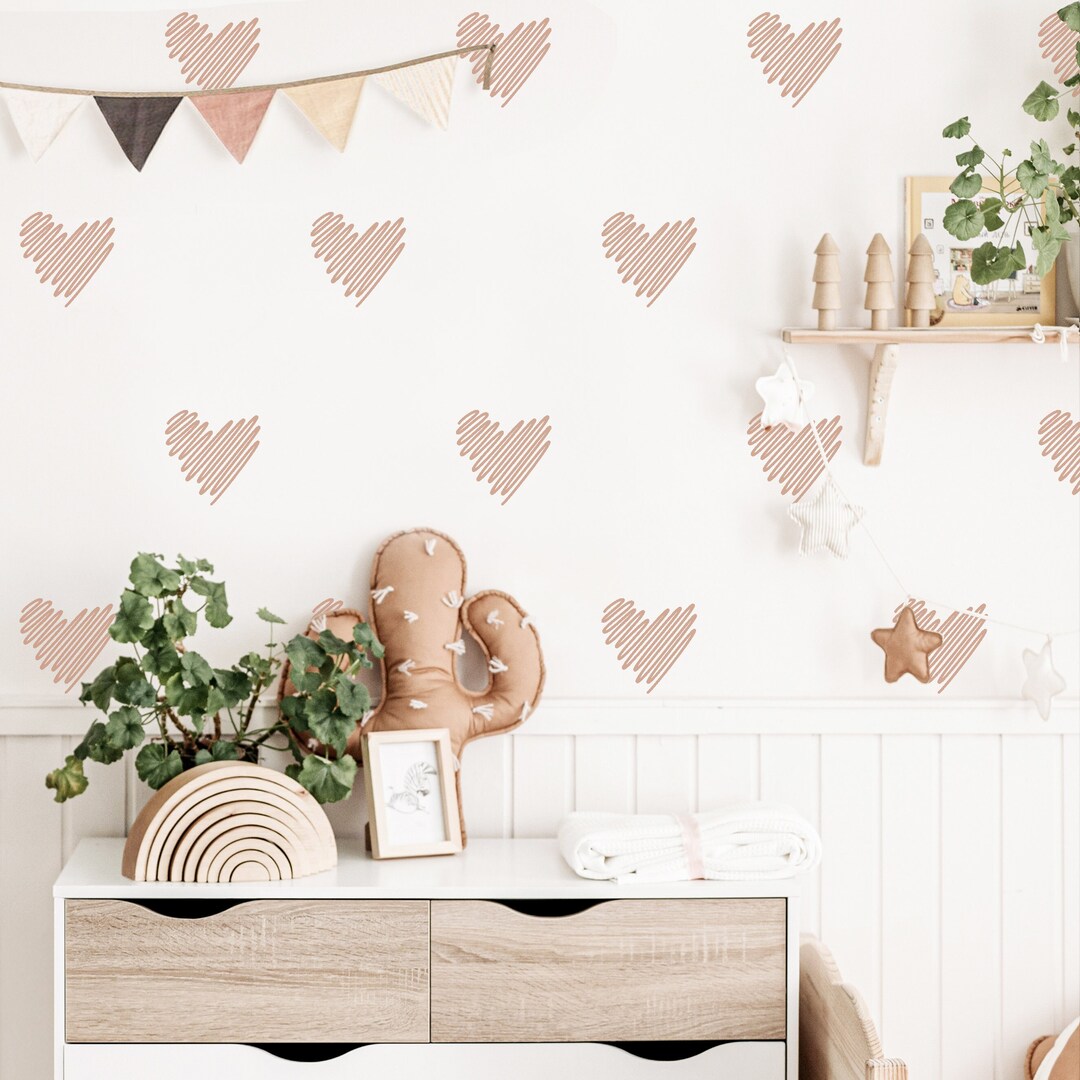 Heart Wall Decal Boho Nursery Fabric Wall Decal Sticker Neutral Nursery ...