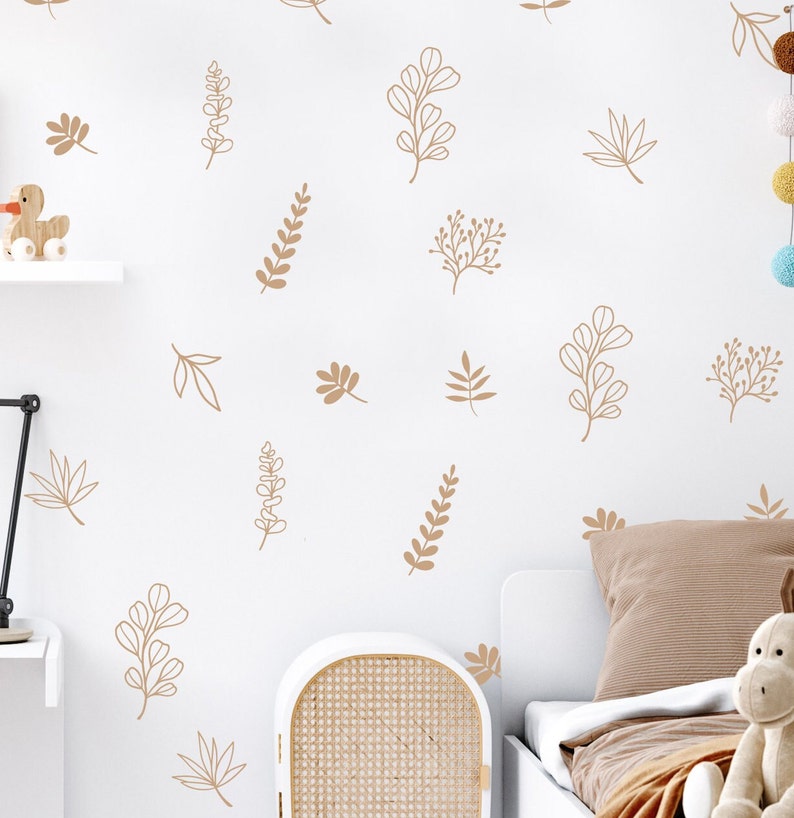 Boho Leaves Boho Nursery Wall Decal Stickers Girlswall Decal Sticker