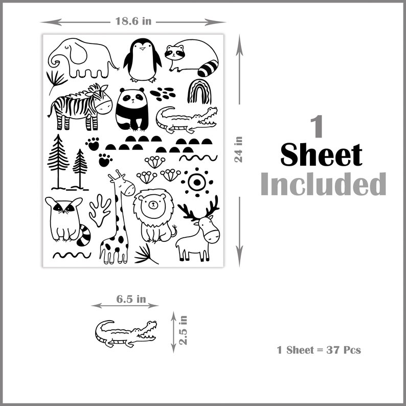 Safari Animals Wall Decal Boho Nursery Wall Decal Stickers REMOVEABLE