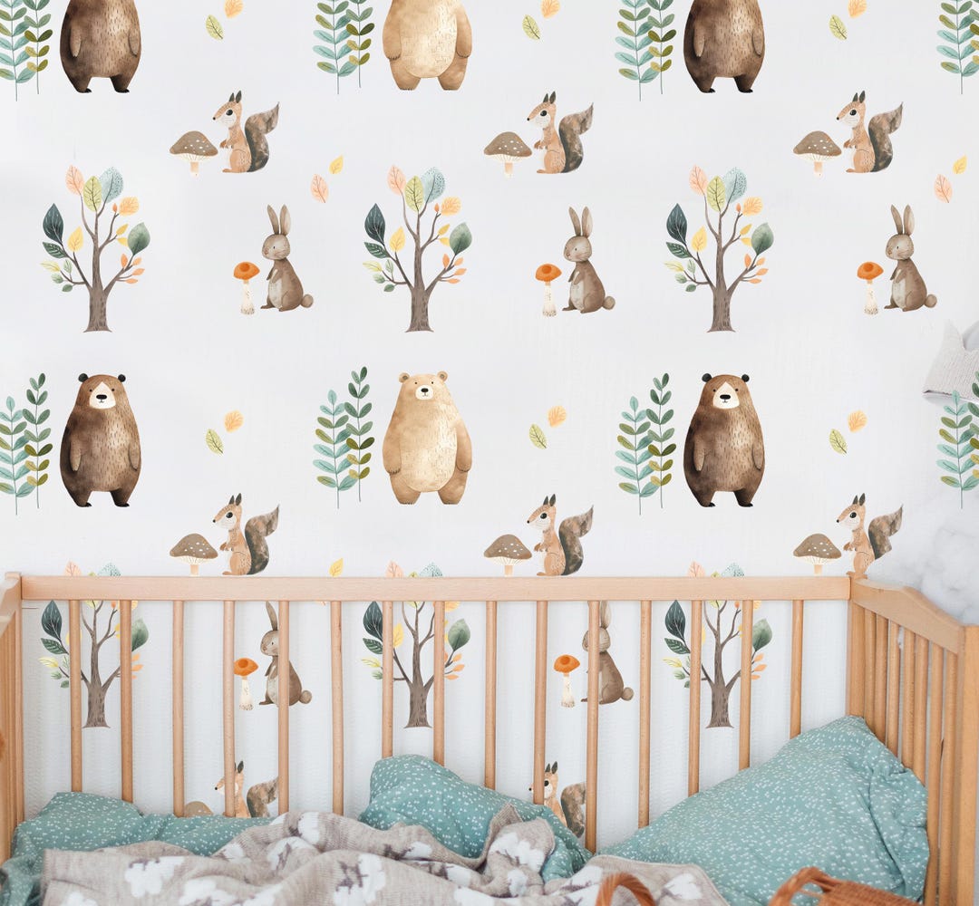 Kids Jungle Safari Animals Wall Decal Boho Nursery Wall Decal Sticker ...