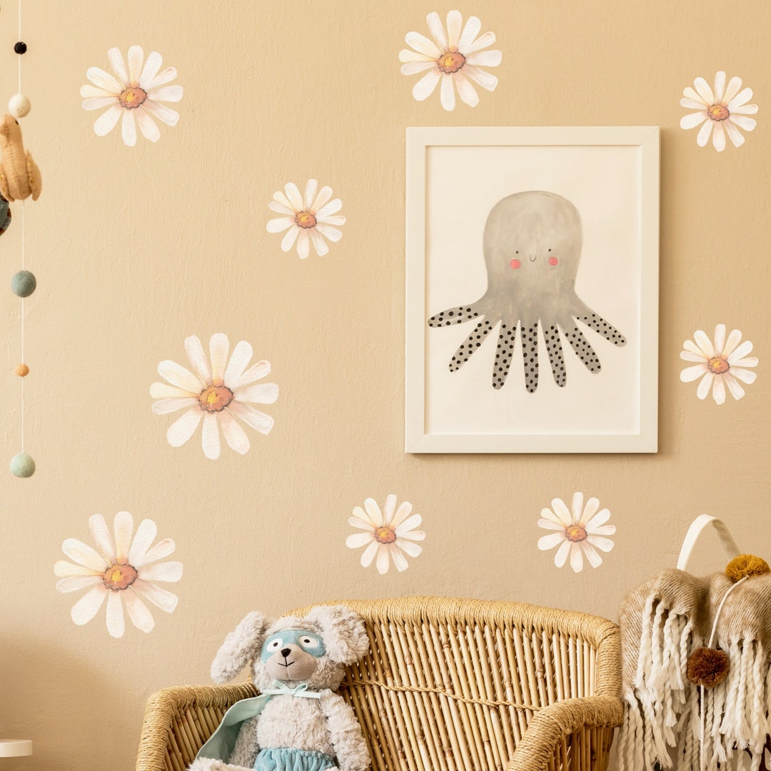 Large Daisy Fabric Wall Decal Boho Nursery Wall Decal Sticker Nursery ...