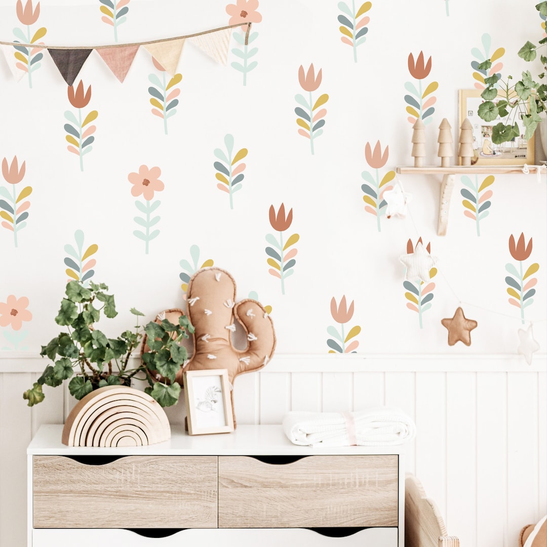 Flower Wall Decal Boho Nursery Wall Decor Stickers Floral Nursery ...