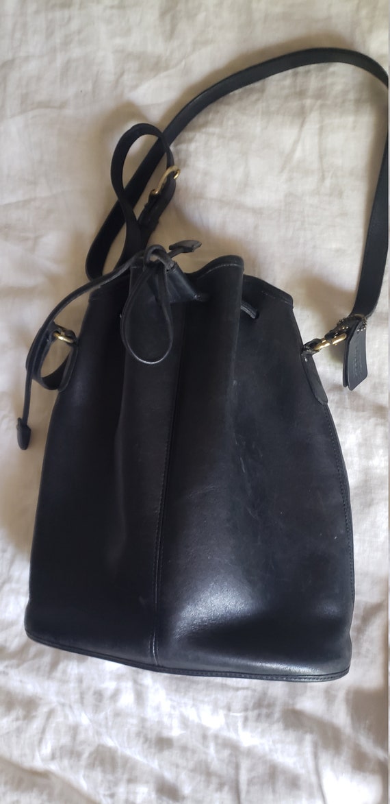 Vintage Coach Leather Bucket Bag Black