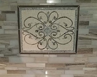 Handcrafted Marble Mosaic Tile: Roman Mural, Indoor/Outdoor Backsplash
