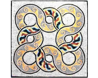 Ancient Rope Pattern Custom Marble Mosaic Art Tile for the Backsplash or Flooring Medallion. Customization available, Indoor/Outdoor Ok.