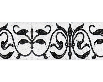 Handcrafted Black and White Marble Mosaic Tile: Floral Backsplash
